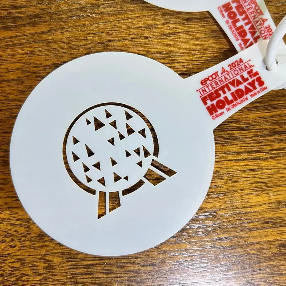 NWT Disney Epcot Festival of the Holidays Coffee Stencils Olaf & Spaceship Earth